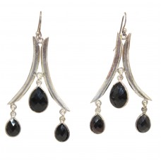 Dangle Earrings Black Onyx Women's Silver Solid 925 Gemstone Handmade A540